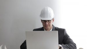 Engineer working on laptop